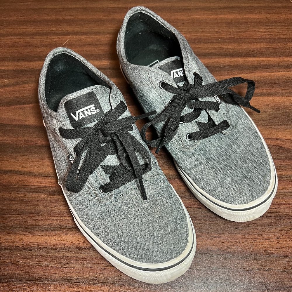 EUC - Vans "Off The Wall" Grey, Black Laces Sneakers - Youth Size 5